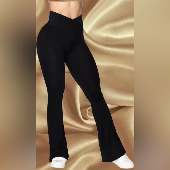 Sunzel Yoga Pants Flare Legging, High-Waisted, Wide Leg Black 30 inseam - Picture 1 of 9